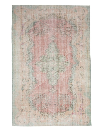 Washed Out Vintage Turkish Oushak Rug