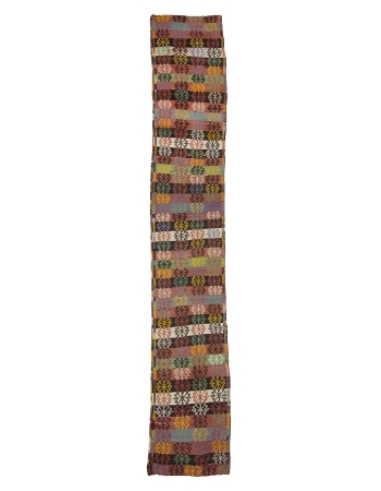 Embroidered Vintage Long Turkish Kilim Runner