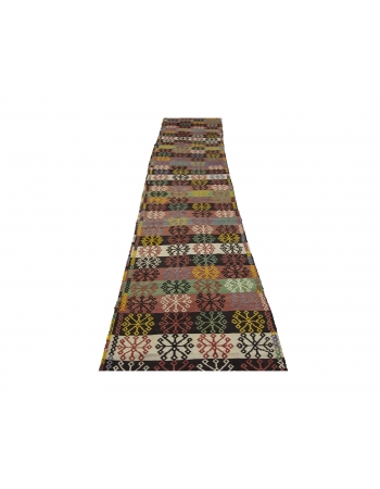 Embroidered Vintage Long Turkish Kilim Runner