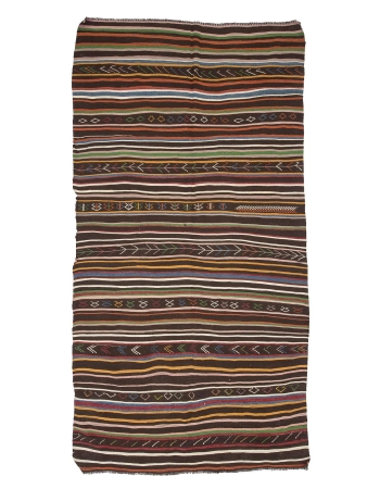 Striped Vintage Turkish Kilim Rug