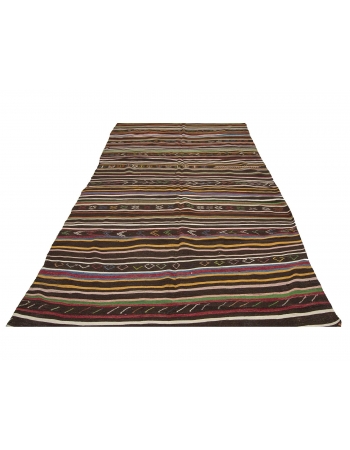 Striped Vintage Turkish Kilim Rug