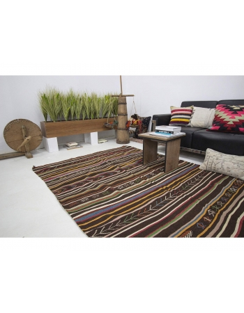 Striped Vintage Turkish Kilim Rug