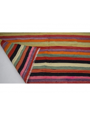 Striped Colorful Vintage Turkish Kilim Rug