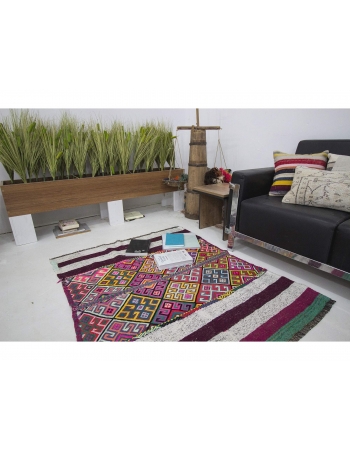 Colorful Vintage Decorative Kilim Rug