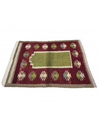 Green & Burgundy Vintage Tulu Rug