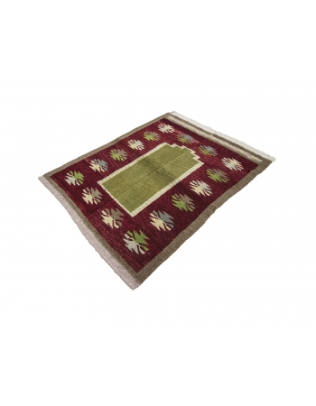 Green & Burgundy Vintage Tulu Rug