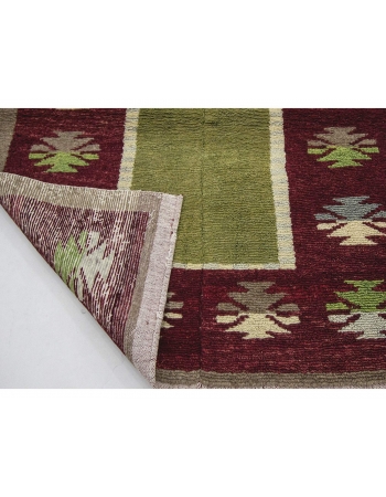 Green & Burgundy Vintage Tulu Rug