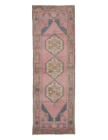 Washed Out Vintage Turkish Runner Rug