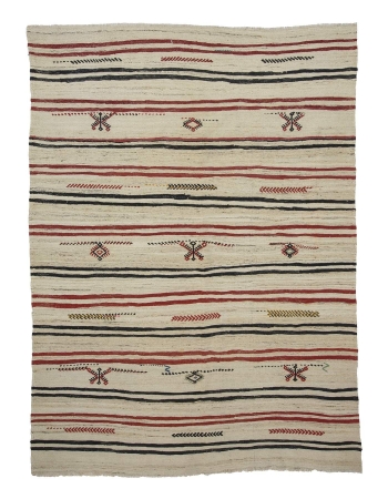 Striped Vintage Turkish Wool Kilim Rug