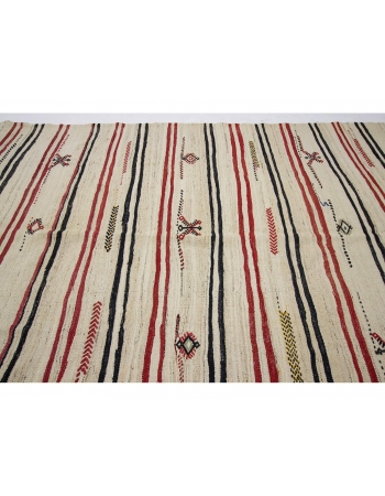 Striped Vintage Turkish Wool Kilim Rug
