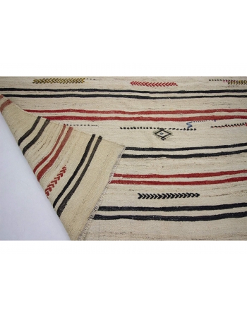 Striped Vintage Turkish Wool Kilim Rug