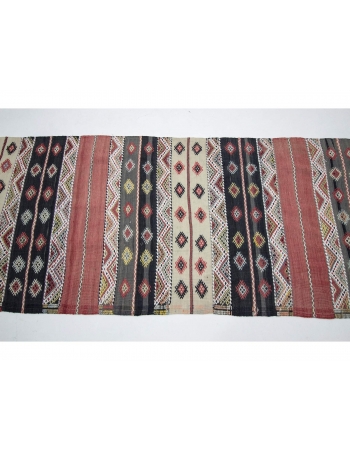 Embroidered Vintage Turkish Kilim Runner Rug