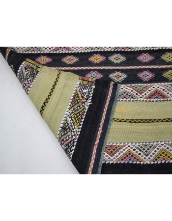 Embroidered Vintage Turkish Kilim Runner Rug