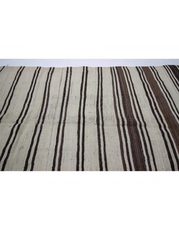 Striped Natural Vintage Kilim Wool Rug