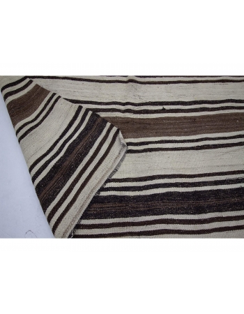 Striped Natural Vintage Kilim Wool Rug