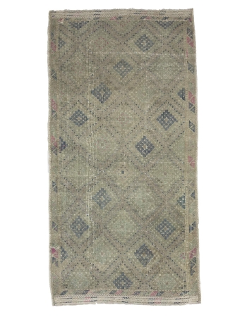 Vintage Washed Out Embroidered Kilim Rug