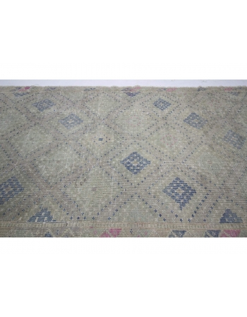 Vintage Washed Out Embroidered Kilim Rug