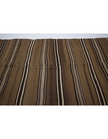 Striped Vintage Natural Brown Kars Kilim Rug