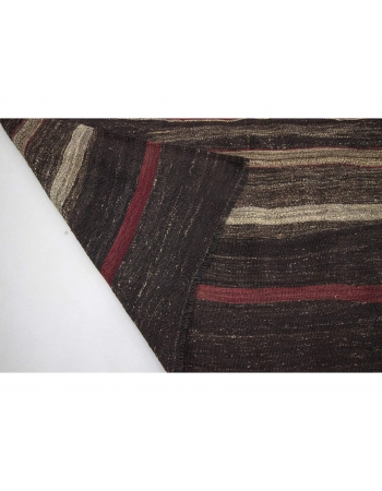 Vintage Burgundy & Gray Striped Kilim Rug