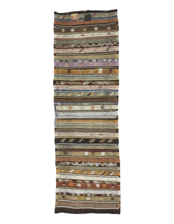 Striped Vintage Decorative Turkish Kilim Runner