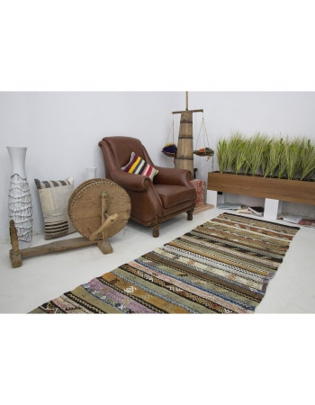 Striped Vintage Decorative Turkish Kilim Runner