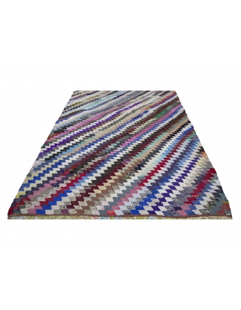 Colorful Vintage Unique Cotton Kilim Rug