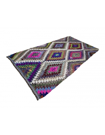 Colorful Vintage Turkish Kilim Rug