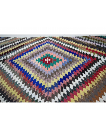 Vintage Colorful Turkish Cotton Kilim Rug