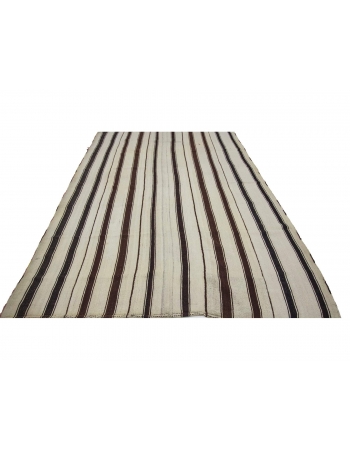 Vintage Vertical Striped Wool Kilim Rug