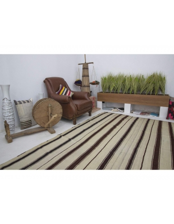 Vintage Vertical Striped Wool Kilim Rug