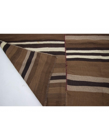 Brown & Black Striped Vintage Kilim Rug