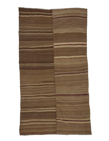 Brown Vintage Natural Wool Kilim Rug