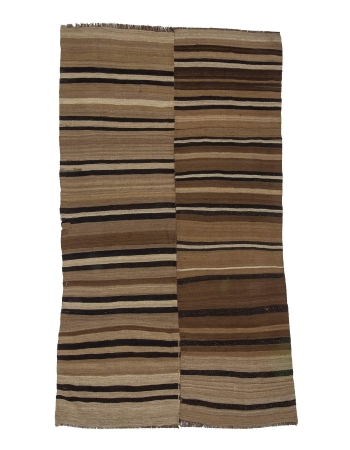 Black & Brown Striped Vintage Wool Kilim