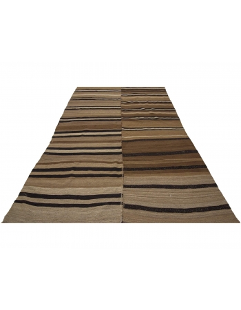 Black & Brown Striped Vintage Wool Kilim