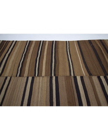 Black & Brown Striped Vintage Wool Kilim