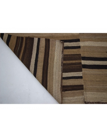 Black & Brown Striped Vintage Wool Kilim