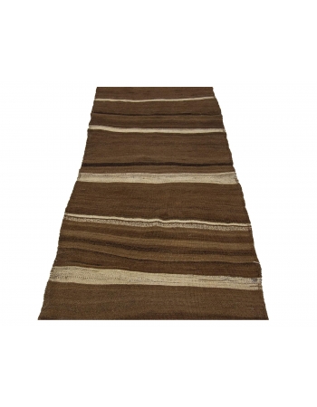 Brown Vintage Striped Kilim Rug