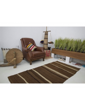 Brown Vintage Striped Kilim Rug