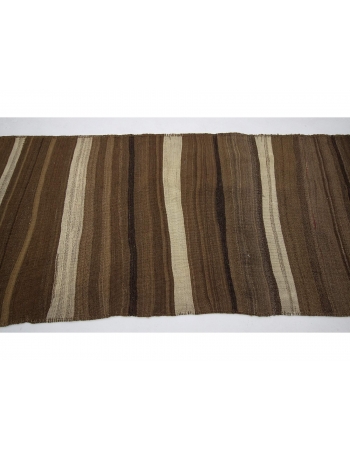 Brown Natural Vintage Wool Kilim Runner