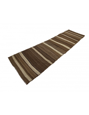 Brown Natural Vintage Wool Kilim Runner