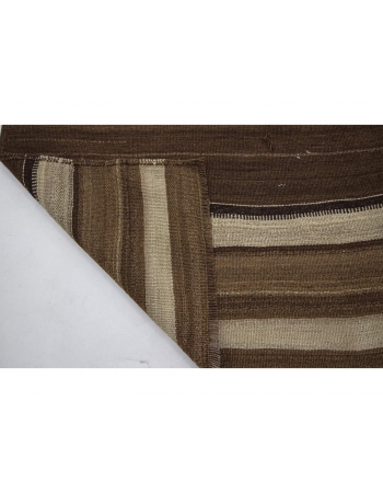 Brown Natural Vintage Wool Kilim Runner