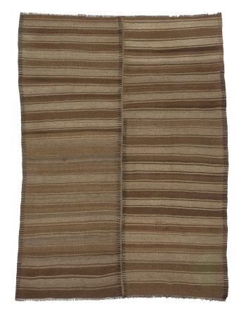 Natural Brown Vintage Turkish Kilim Rug