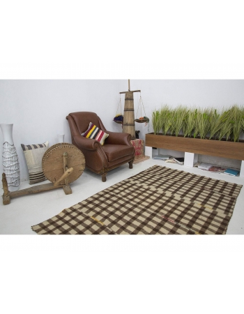 Modern Vintage Brown Kilim Rug