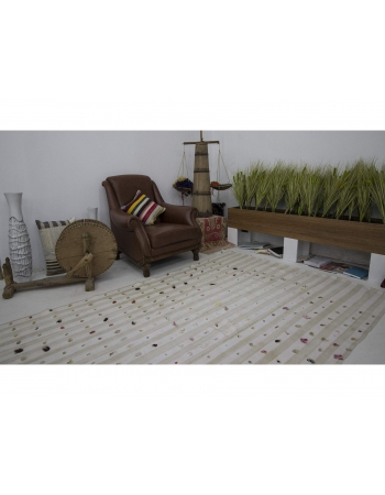 Vintage Striped Turkish Cotton Kilim Rug