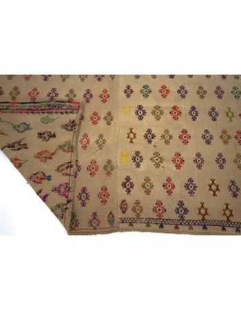 Embroidered Vintage Decorative Cotton Turkish Kilim