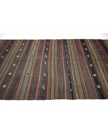 Striped Vintage Turkish Wool Kilim Rug