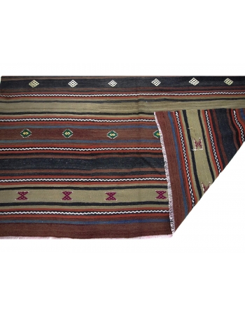 Striped Vintage Turkish Wool Kilim Rug