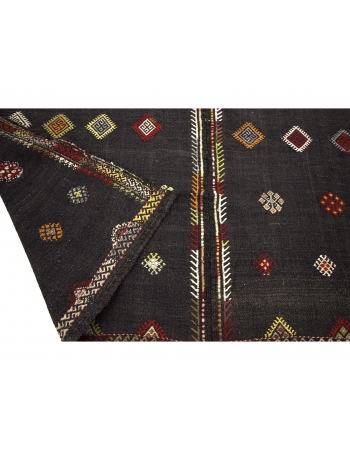 Embroidered Vintage Goat Hair Kilim Rug