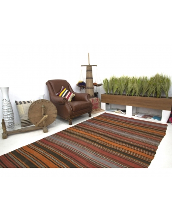 Striped Vintage Turkish Kilim Rug