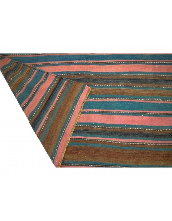 Striped Vintage Turkish Denizli Kilim Rug